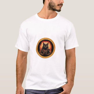 Black Cat And Her Three Kittens T-Shirt