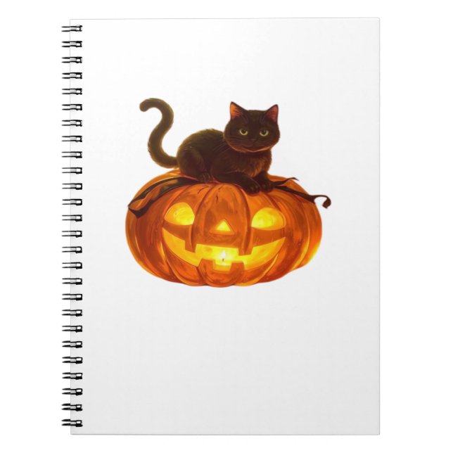 Black Cat and Pumpkin - Spooky Halloween Magic Cla Notizblock (Vorderseite)