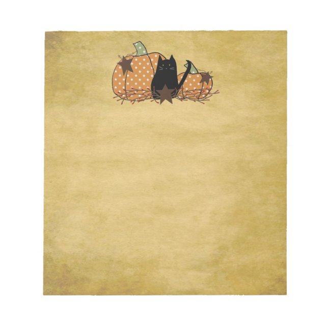 Black Cat and Pumpkins Notepad Notizblock (Vorderseite)