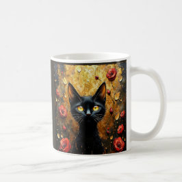 Black Cat and Roses Kaffeetasse