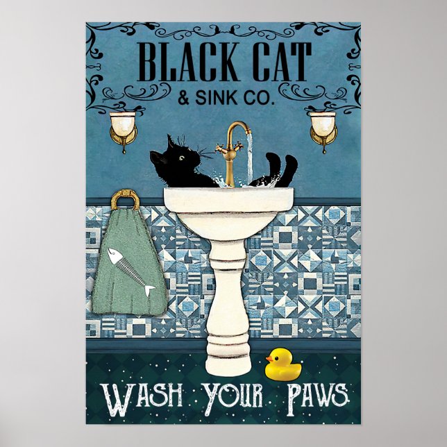 Black Cat and Sink Co - Wohngestaltung Mauer Kunst Poster (Vorne)