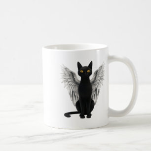 Black Cat Angel Wings Kaffeetasse