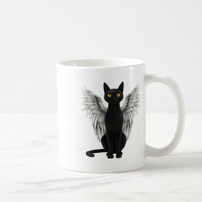 Black Cat Angel Wings Kaffeetasse (Rechts)