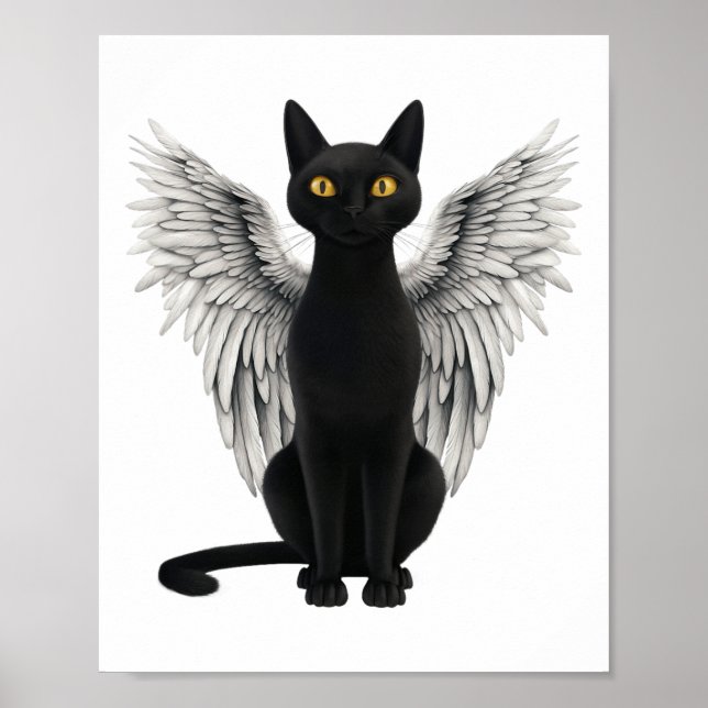 Black Cat Angel Wings Poster (Vorne)