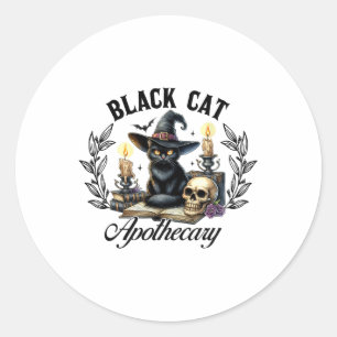 Black Cat Apothecary Funny Halloween Witchy Women Runder Aufkleber