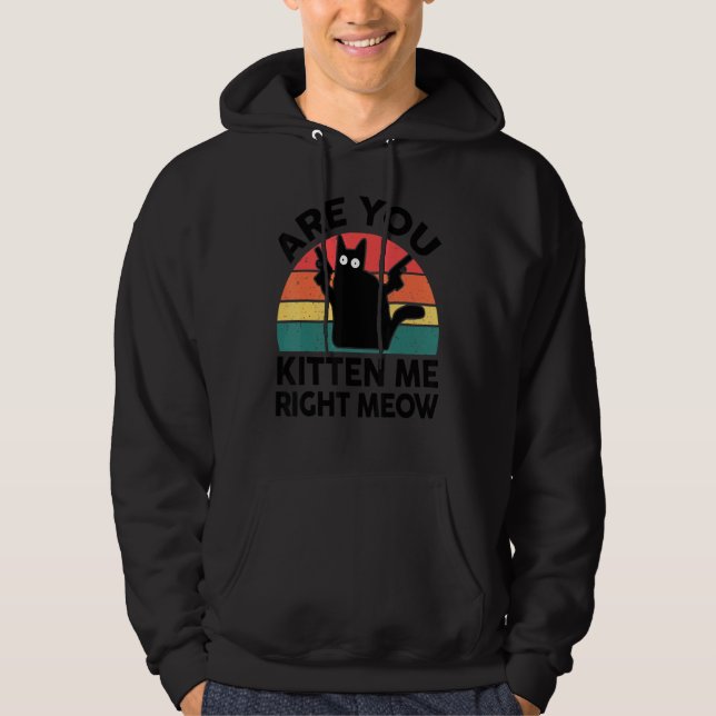 Black Cat Are You Kitten Me Right Meow Kitten Hoodie (Vorderseite)