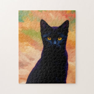 Black Cat Art Kitty Puzzle