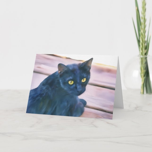 Black Cat Art Note Card Karte (Vorderseite)