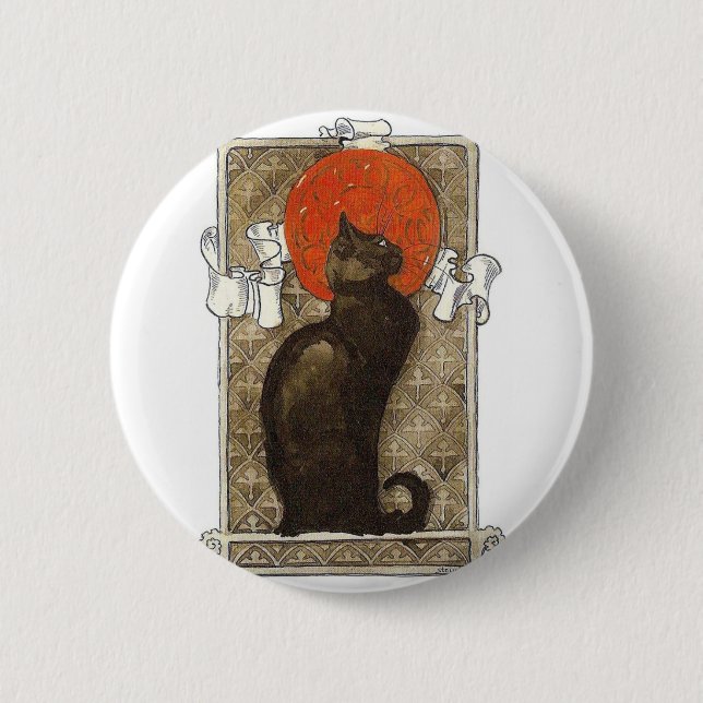 Black Cat - Art Nouveau - Theophile Steinlen Button (Vorderseite)