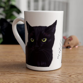 Black Cat Art Personalisiert Pet Name Knochen Chin Prozellantasse