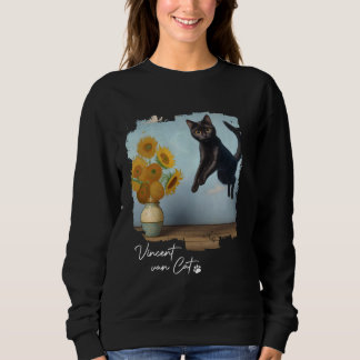 Black Cat Art Sonnenblumen, Vincent van Cat, Funny Sweatshirt
