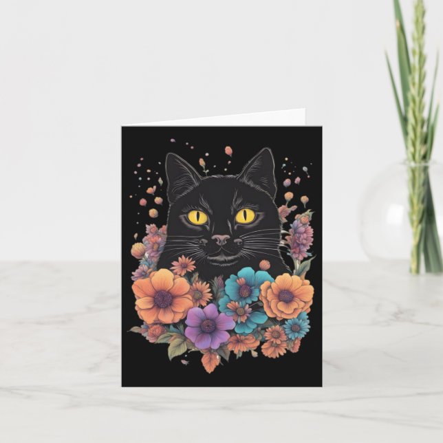 Black Cat Art Sticker1 Karte (Vorderseite)