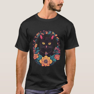 Black Cat Art Sticker T-Shirt