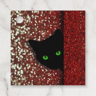 Black Cat auf Imitaten Glitzer Weihnachtsgeschenk- Geschenkanhänger