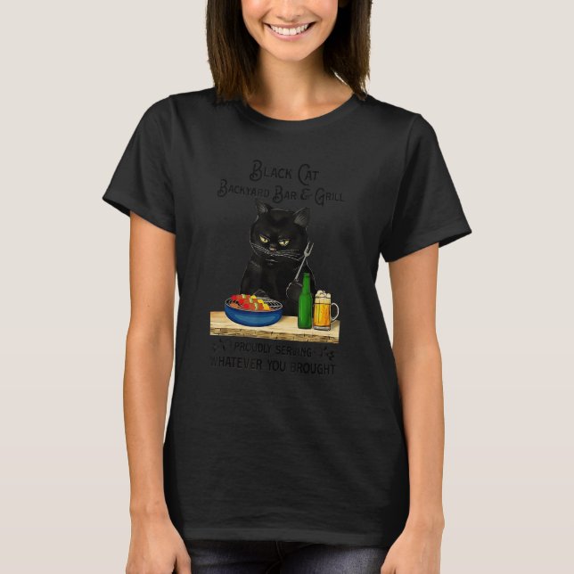 Black Cat Backyard Bar Girl T-Shirt (Vorderseite)