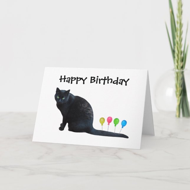 Black Cat Balloons Geburtstagkarte Karte (Vorderseite)
