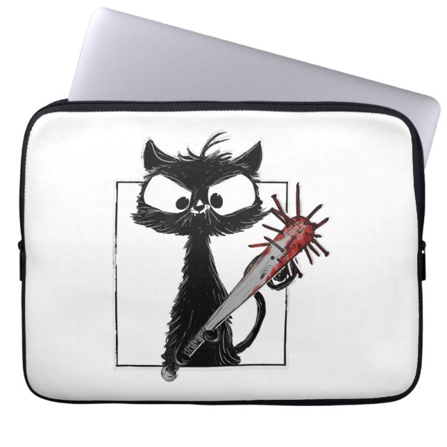 Black Cat Baseball Horror Halloween Laptopschutzhülle (Vorderseite)