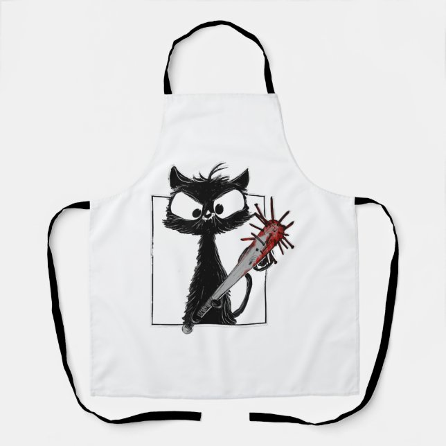 Black Cat Baseball Horror Halloween Schürze (Vorderseite)