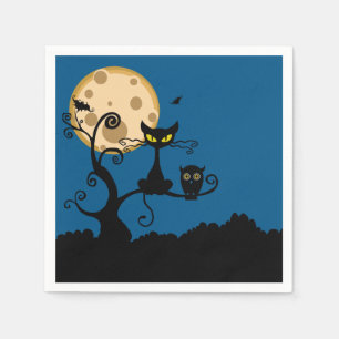 Black Cat, Bat und Owl Halloween Serviette