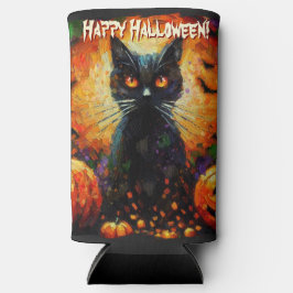 Black Cat Bats Pumpkins Whimsical Personalized Selters Dosenkühler
