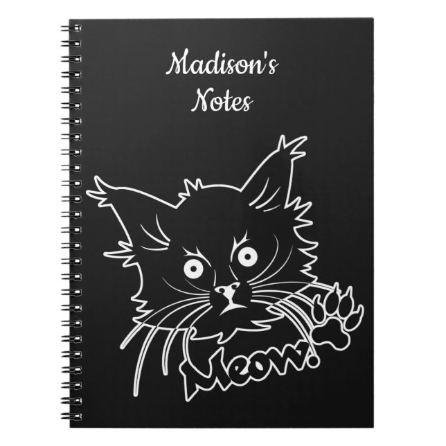 Black Cat-benutzerdefiniertes Textnotebook Notizblock (Vorderseite)