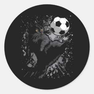 Black Cat Bicycle Kick - Fußballfans Frauen Männer Runder Aufkleber
