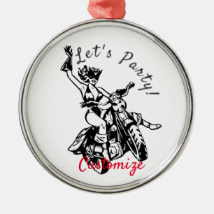 Black Cat Biker Babe Thunder_Cove Ornament Aus Metall