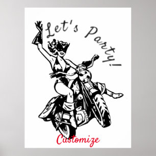 Black Cat Biker Babe Thunder_Cove Poster
