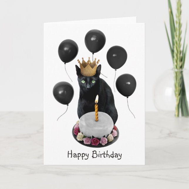 Black Cat Black Balloons Geburtstagkarte Karte (Vorderseite)