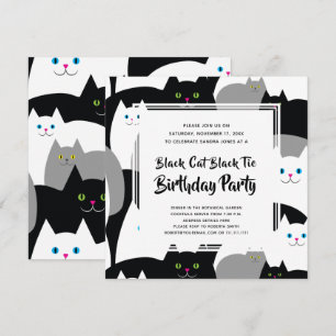 Black Cat Black Krawatte Funny Birthday Party lädt Einladung