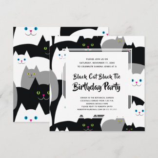 Black Cat Black Krawatte Funny Birthday Party lädt Einladung