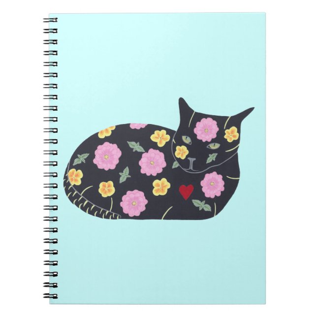 Black Cat Blume Pflanze Katzen können Notebooks es Notizblock (Vorderseite)