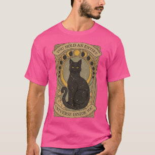Black Cat Boho Tarot Card Crescent Moon Phasen Ast T-Shirt