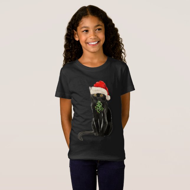 Black Cat Bombay Rasse Weihnachtsweihnachtszeit T  T-Shirt (Vorne ganz)