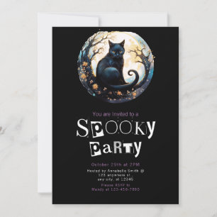 Black Cat Branch Modernes Minimalistisches Hallowe Einladung