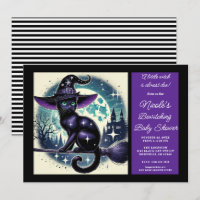 Black Cat Broom Hexenmagie Halloween Kinderdusche