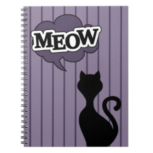 Black Cat Cartoon lila Metier Zitat Notizblock