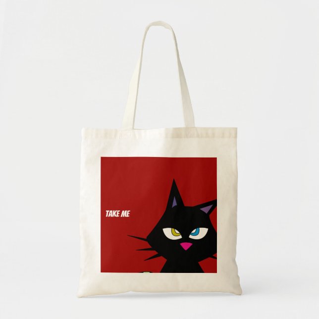 Black Cat Cartoon Tragetasche (Vorne)