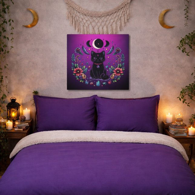 Black Cat Celestial Mystical Purple Pink Poster (Von Creator hochgeladen)