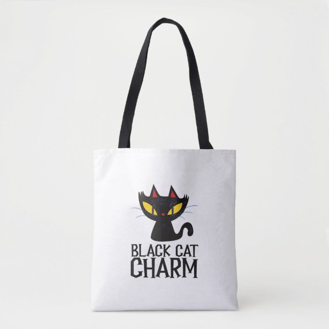 Black Cat Charm Halloween Tasche (Vorderseite)