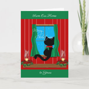 Black Cat Christmas Card Karte