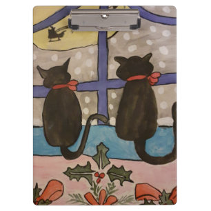 Black Cat Christmas Clipboard Klemmbrett