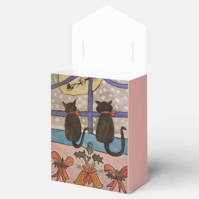 Black Cat Christmas Favor Box Geschenkschachtel (Geöffnet)