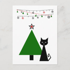 Black Cat Christmas Feiertagspostkarte