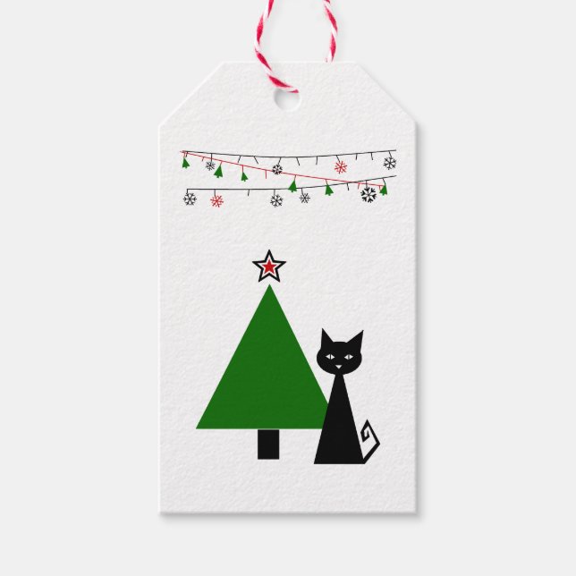 Black Cat Christmas Geschenkanhänger (Vorderseite)
