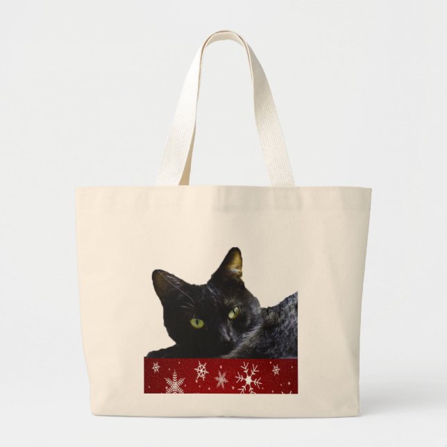 Black Cat Christmas Jumbo Tote Bag Stoffbeutel (Vorne)