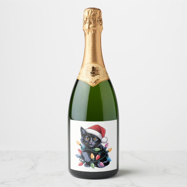 Black Cat Christmas Lights Funny Cat Lover (Vorderseite)