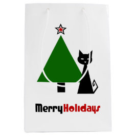 Black Cat Christmas Mittlere Geschenktüte