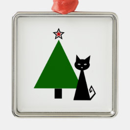 Black Cat Christmas Ornament Aus Metall