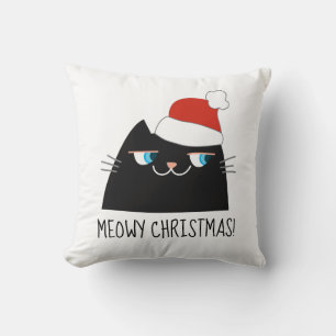 Black Cat Christmas Pillow Niedlich Santa Kitty Kissen